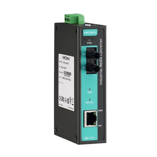 IMC-21A-M-ST Медиаконвертер Ethernet 10/100BaseTX в 100BaseFX (многомодовое оптоволокно) в металлическом корпусе MOXA IMC-21A-M-ST Медиаконвертер Ethernet 10/100BaseTX в 100BaseFX (многомодовое оптоволокно) в металлическом корпусе MOXA